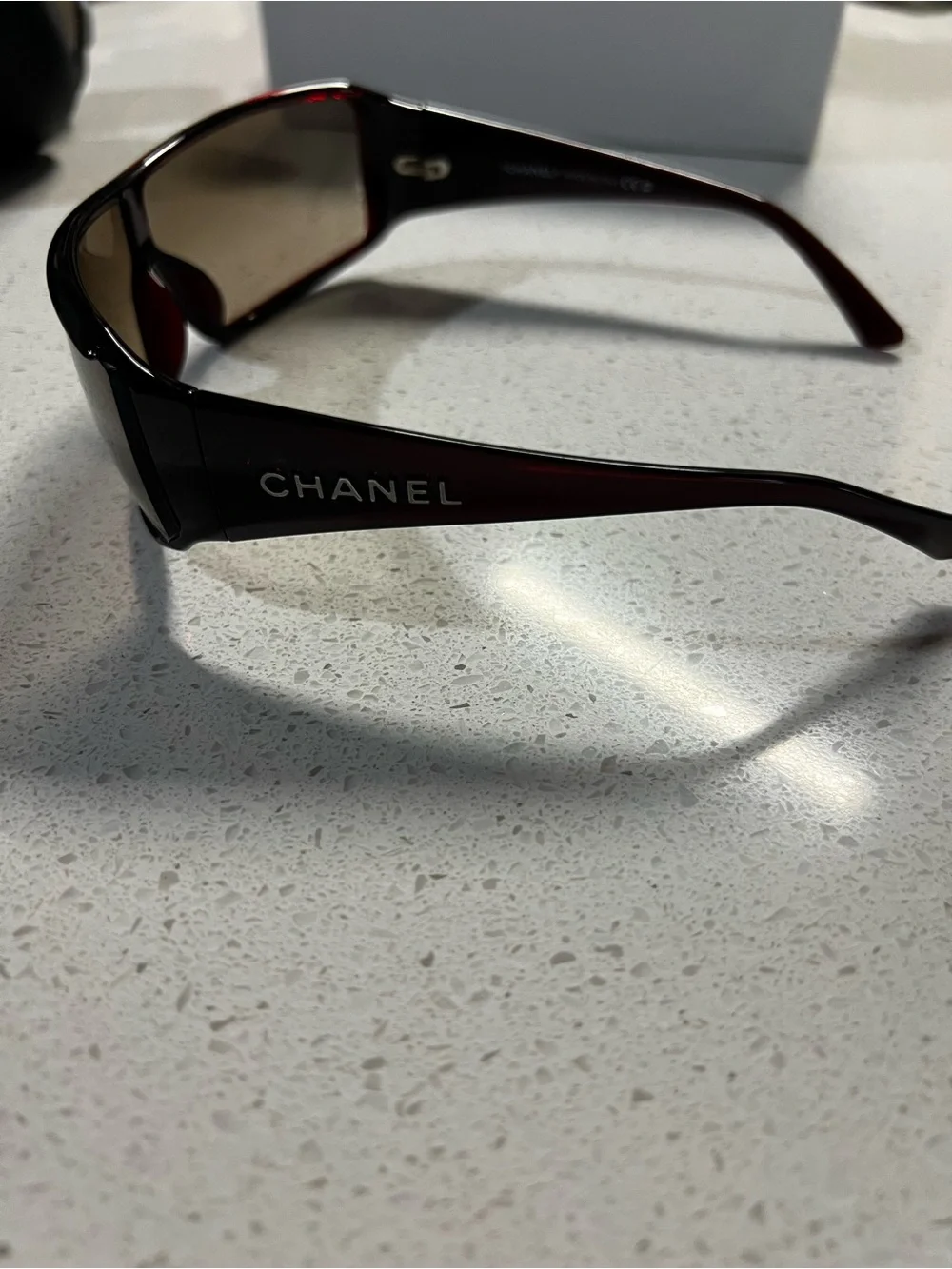 CHANEL Shield Sunglasses with Light Brown Gradient Lenses